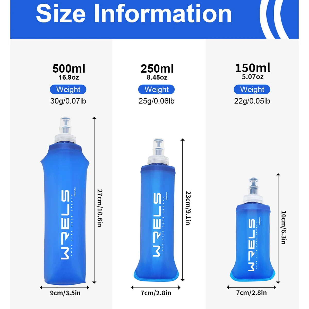 WRELS Soft Camping Water Bottle – Foldable BPA-Free Flask for Running, Hiking & Cycling