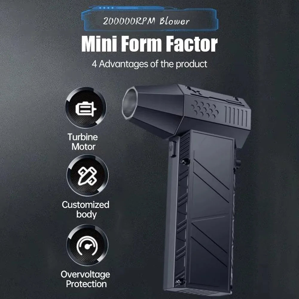 مروحة X6 Violent Fan القوية 200,000 دورة في الدقيقة ومكنسة كهربائية X9 - 53 م/ث توربو جيت بدون فرشاة، قابلة لإعادة الشحن عبر USB-C - للاستخدام في سيناريوهات متعددة