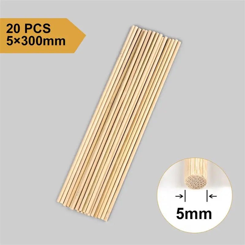 3–8mm Round Natural Wooden Bamboo Sticks – DIY Craft Material for Handmade Projects & Woodworking Supplies