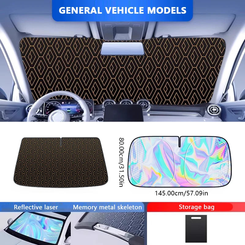 SEAMETAL Foldable Car Windshield Sun Shade Cover 5-Layer Thicken Sun Protection Curtain Car Front Window UV Reflective Sunshade