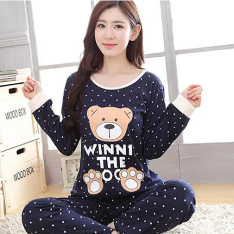 Autumn Women's 2-Piece Pajama Set | Thin Long Sleeve Top & Bottom | Lovely Round Neck Home Sleepwear 2025