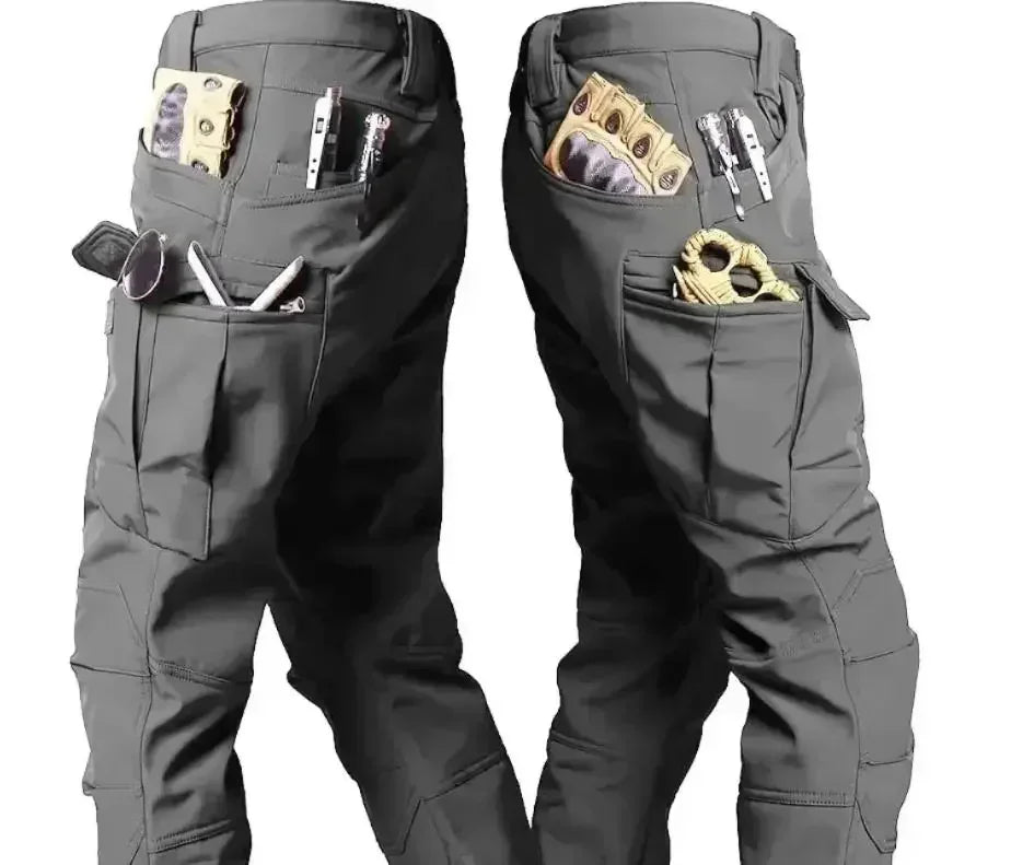 Taktisches Softshell-Winterset für Herren – Winddichter, wasserdichter, warmer Kampfanzug mit mehreren Taschen, Tarnmuster für die Jagd