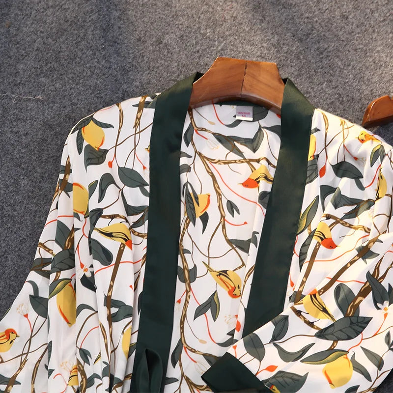 1/4/5PCS Women's Satin-Like Robe & Pajama Set | Lace V-Neck Cami Nightdress | Comfortable Home Sleepwear