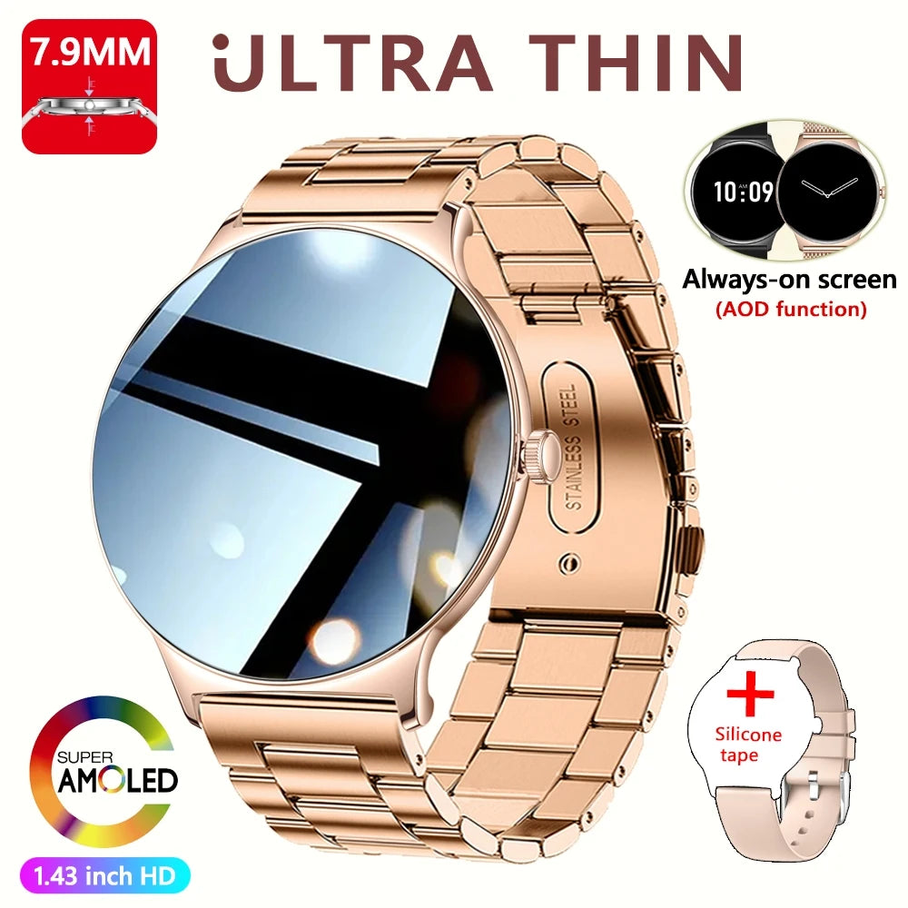 Ultra Thin Smart Watch for Women – Always-On Display, Bluetooth Call, Sports Bracelet, Fashion Smartwatch for Huawei & Xiaomi