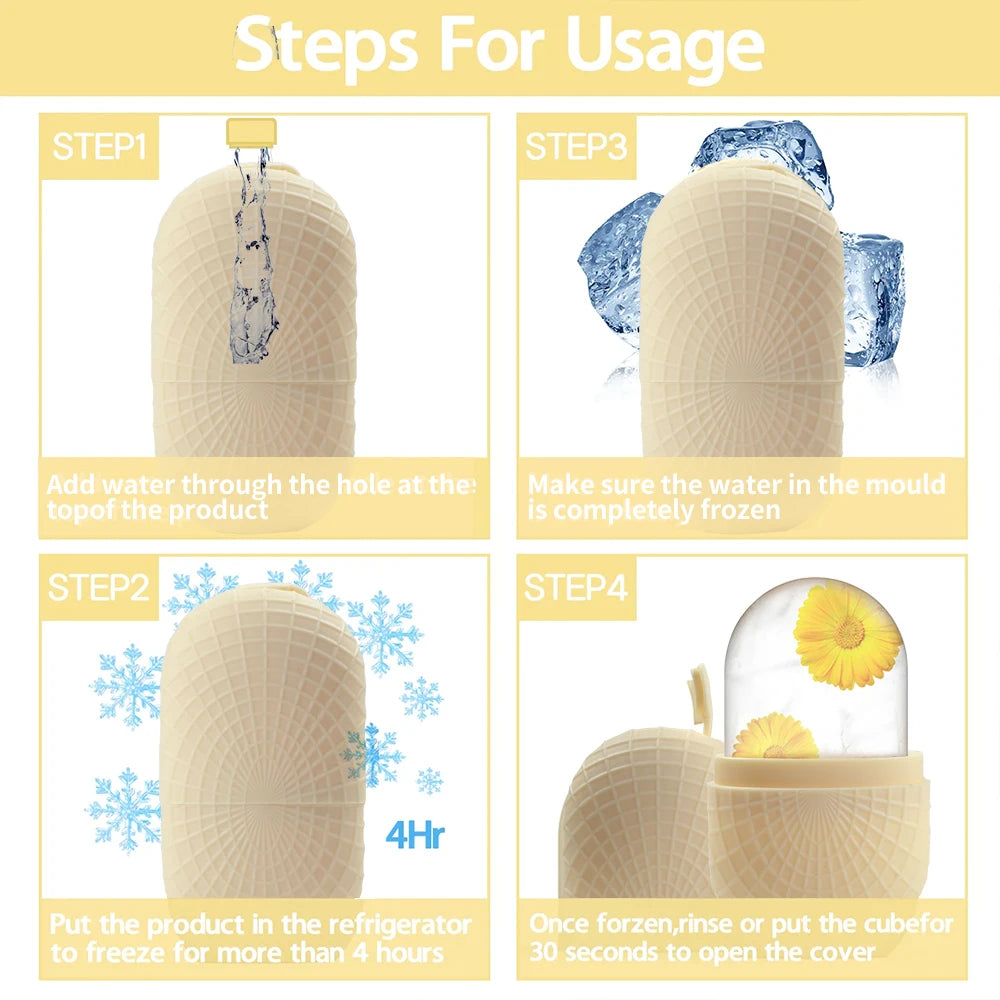 بكرة ثلج للوجه والعينين - قالب ثلج سيليكون، أداة تبريد وشد للعناية ببشرة الوجه قابلة لإعادة الاستخدام