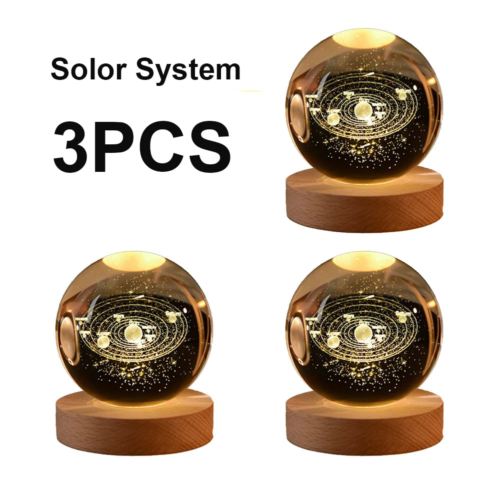 مصباح ليلي LED على شكل كرة بلورية على شكل مجرة ​​- مصباح شمسي على شكل درب التبانة للأطفال، إضاءة محيطية لغرفة النوم وهدية إبداعية