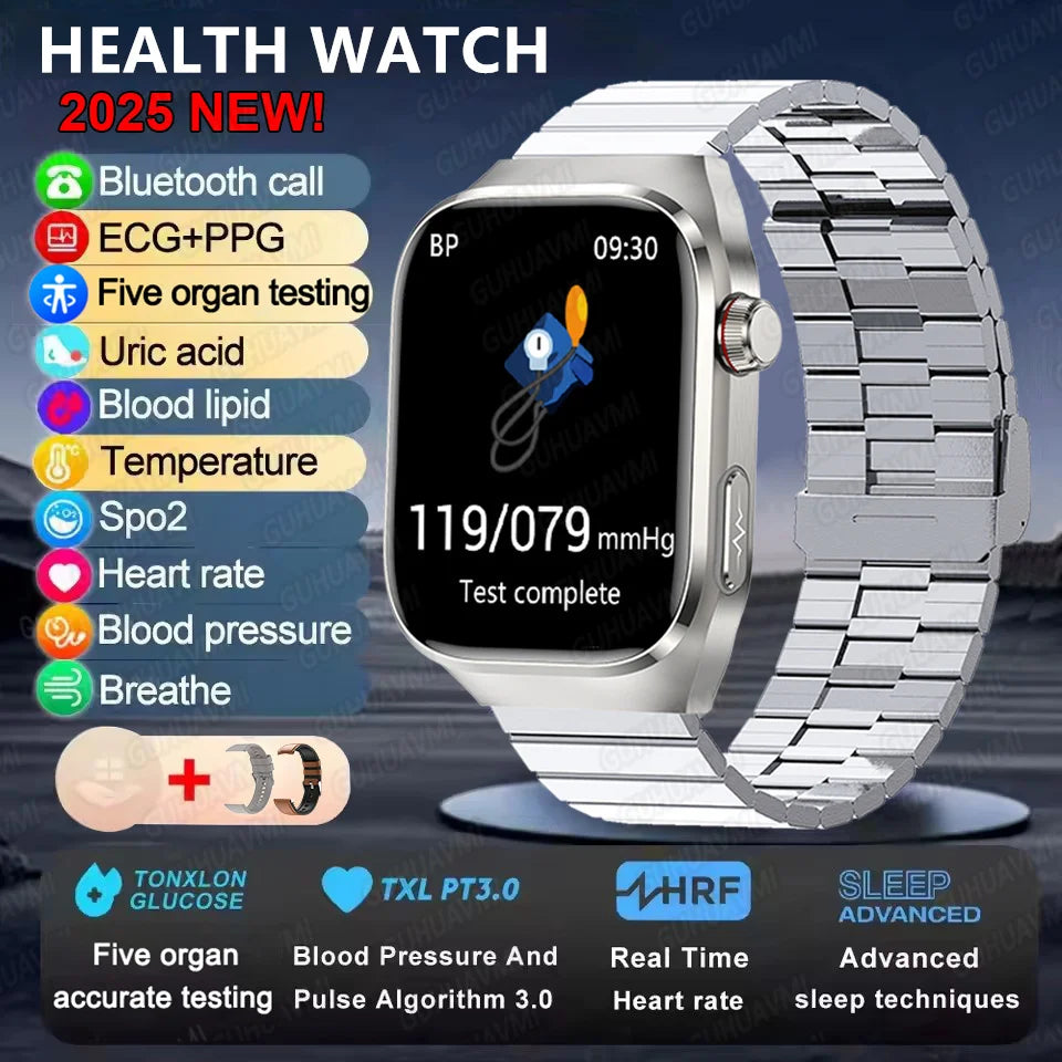 2025 Smart Watch for Men – Uric Acid, Body Fat & Organ Health Monitor | Bluetooth Call Smart Bracelet