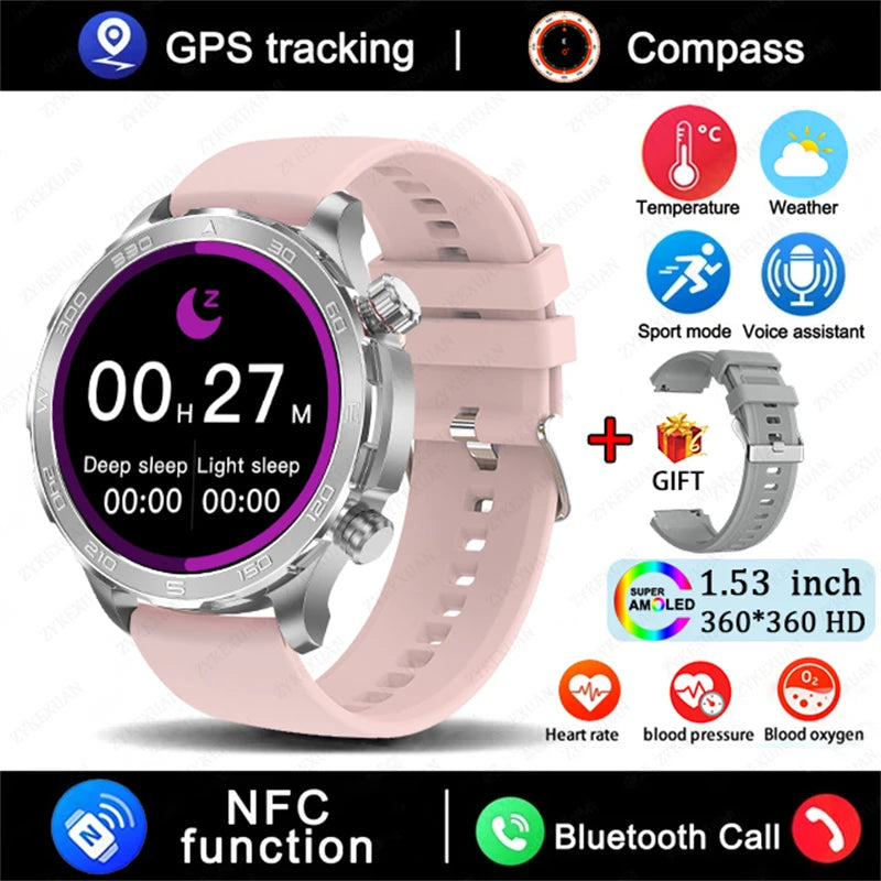 2025 New Bluetooth Call Smart Watch for Men – AMOLED HD Screen, Heart Rate, NFC, GPS, IP68 Waterproof Sports Watch