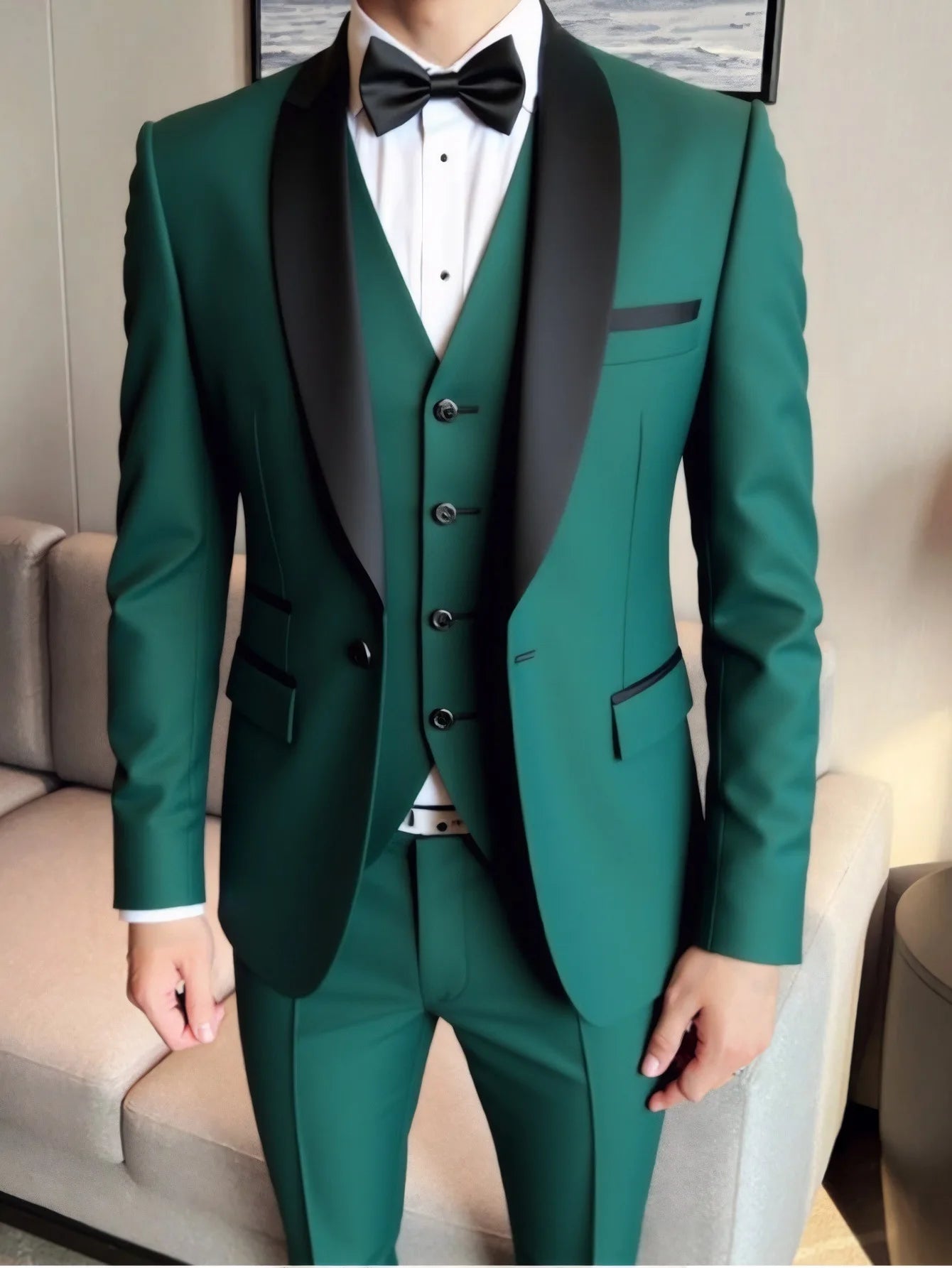 Men's 3-Piece Slim Fit Suit – Jacket, Vest & Trousers for Business, Groom & Formal Wear