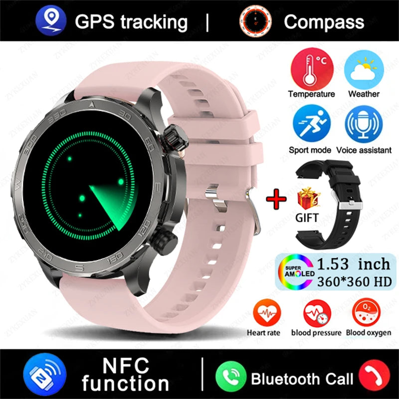 2025 New Bluetooth Call Smart Watch for Men – AMOLED HD Screen, Heart Rate, NFC, GPS, IP68 Waterproof Sports Watch