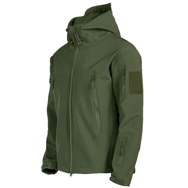 Men’s Hooded Sharkskin Soft-Shell Jacket – Tactical Waterproof Military Outdoor Bomber