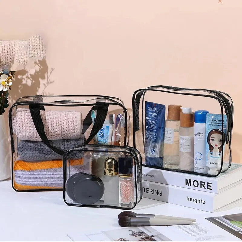 3-Size Transparent Toiletry Bags Large Capacity Travel Organizer Stroller Pouch Makeup Cosmetics Multi function Bag
