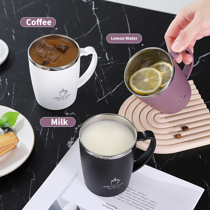 كوب ترمس من الفولاذ المقاوم للصدأ سعة 350 مل - كوب قهوة معزول مانع للتسرب مع مقبض