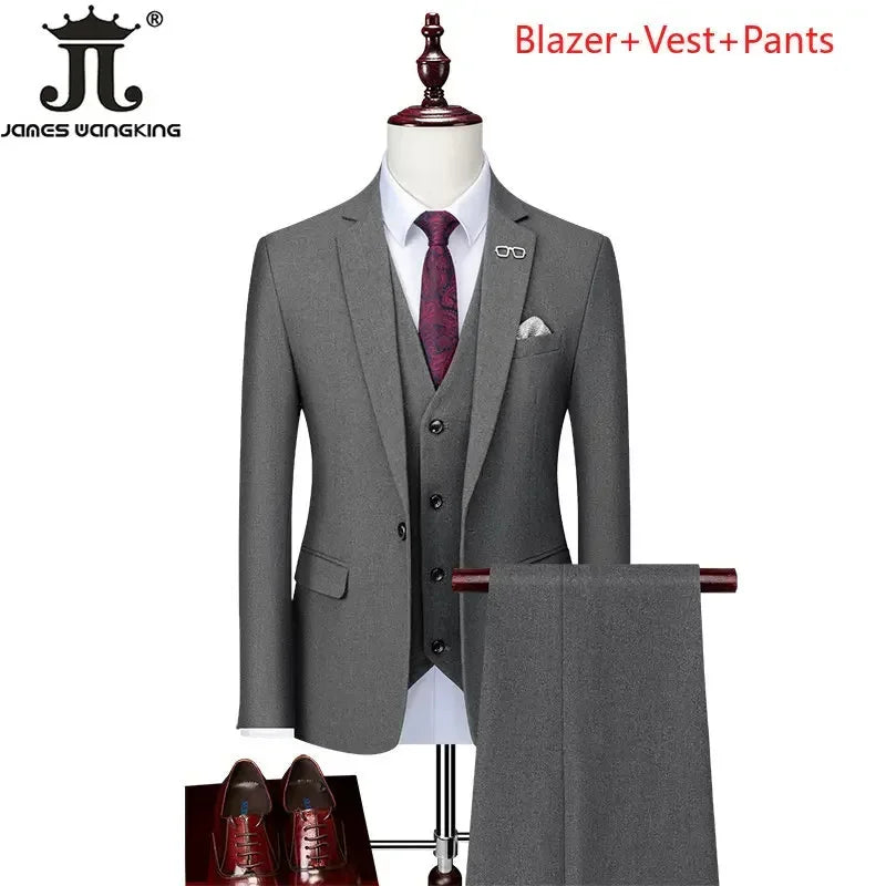 Men's 3-Piece Suit – Blazer, Vest & Pants for Casual, Formal, Business & Wedding