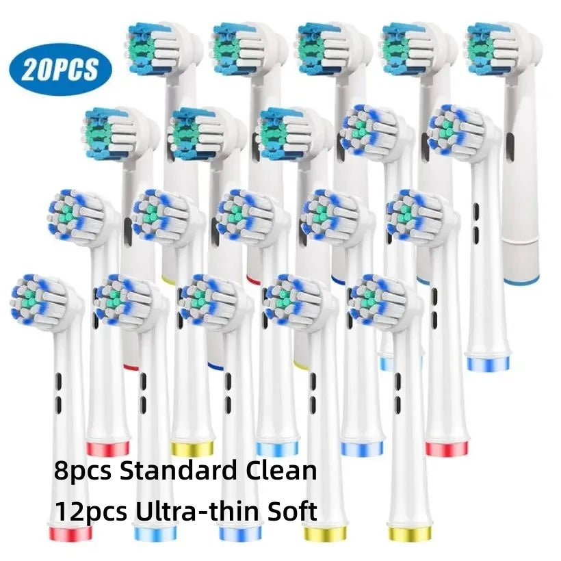 16/20PCS Oral-B Compatible Toothbrush Heads • Replacement Brush Nozzles • Sensitive, Floss & Cross Action Refills