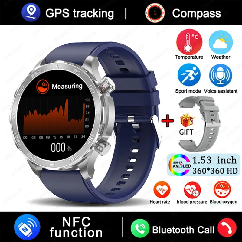 2025 Bluetooth Call Smart Watch | AMOLED HD Display, NFC, GPS, Heart Rate, IP68 Waterproof Sports Watch