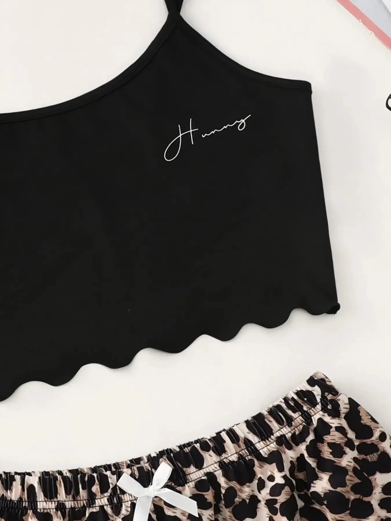 Women’s Pajamas Set – Sexy Leopard Print Lingerie Sleepwear, V-Neck Sleeveless Top & Shorts Homewear
