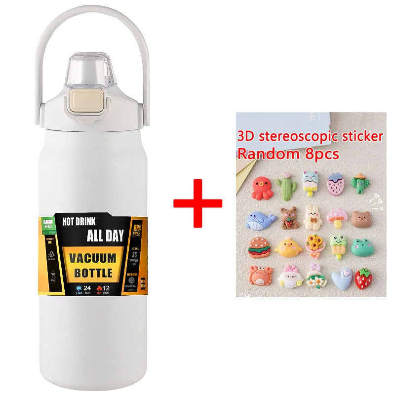 زجاجة حرارية من الفولاذ المقاوم للصدأ سعة 1.5 لتر - قارورة مياه معزولة مفرغة من الهواء بسعة كبيرة للمشروبات الساخنة والباردة