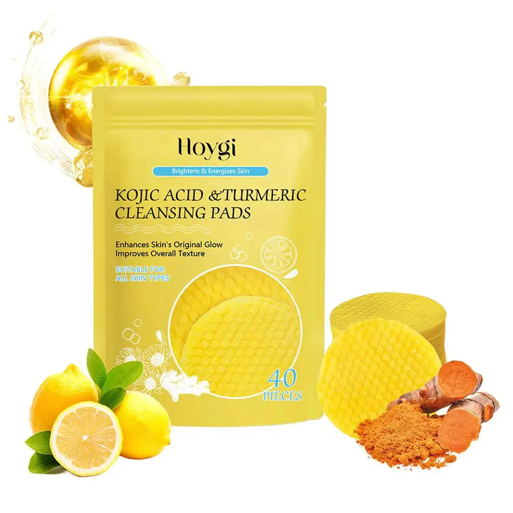 40/50pcs Turmeric Kojic Acid Cleansing Pads – Exfoliating Facial Pads for Daily Deep Cleansing Skincare