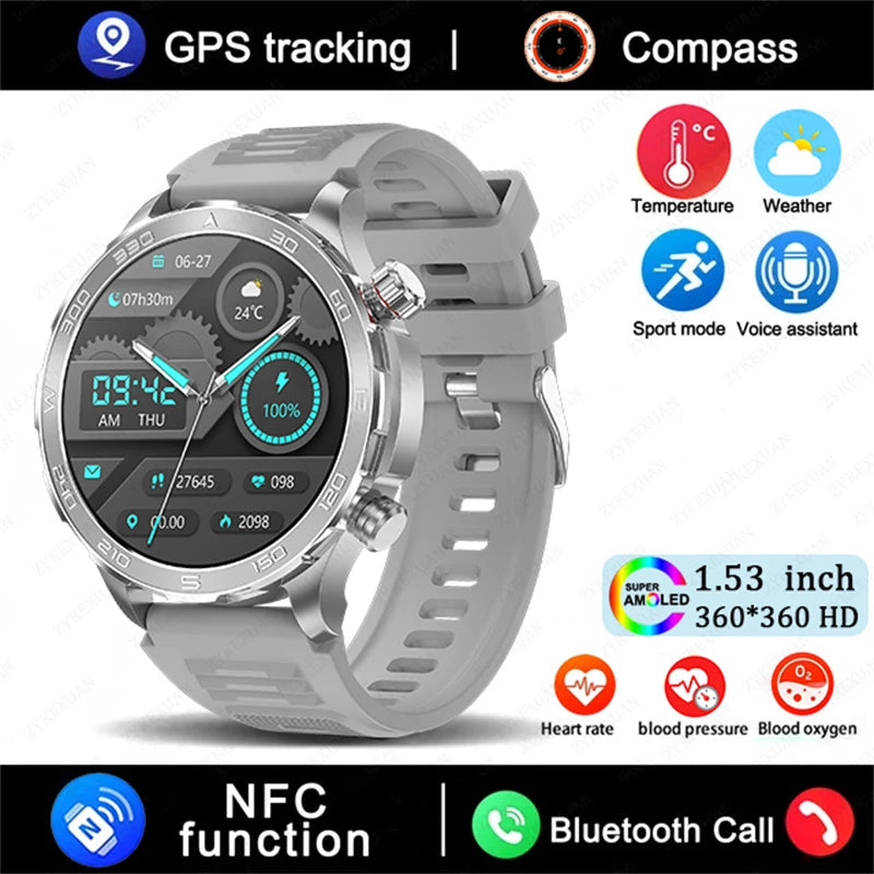2025 Bluetooth Call Smart Watch | AMOLED HD Display, NFC, GPS, Heart Rate, IP68 Waterproof Sports Watch