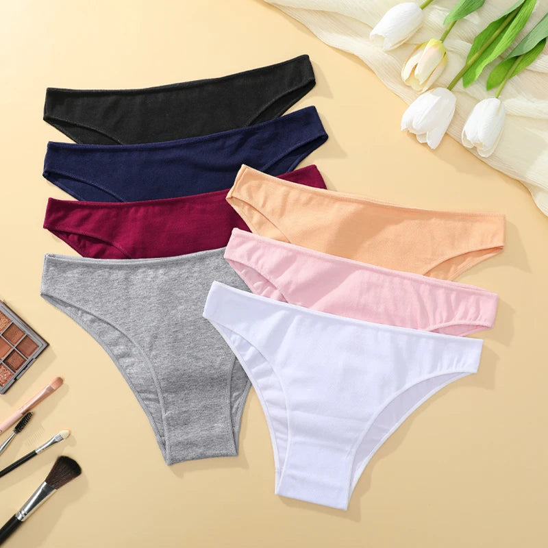 4PCS Women's Cotton Seamless Low Waist Panties Soft Breathable Comfortable Underwear Lingerie