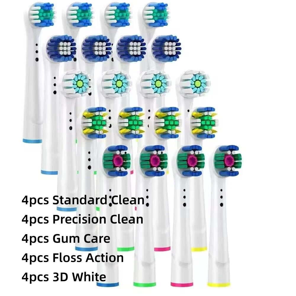 16/20PCS Oral-B Compatible Toothbrush Heads • Replacement Brush Nozzles • Sensitive, Floss & Cross Action Refills
