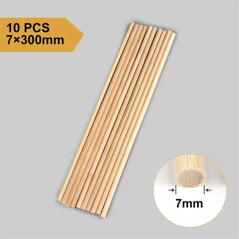 3–8mm Round Natural Wooden Bamboo Sticks – DIY Craft Material for Handmade Projects & Woodworking Supplies
