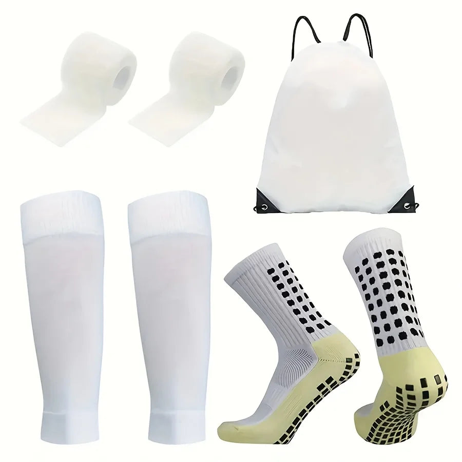 4-Piece Football Equipment Set | Non-Slip Socks, Sock Covers, Bandage & Carry Bag