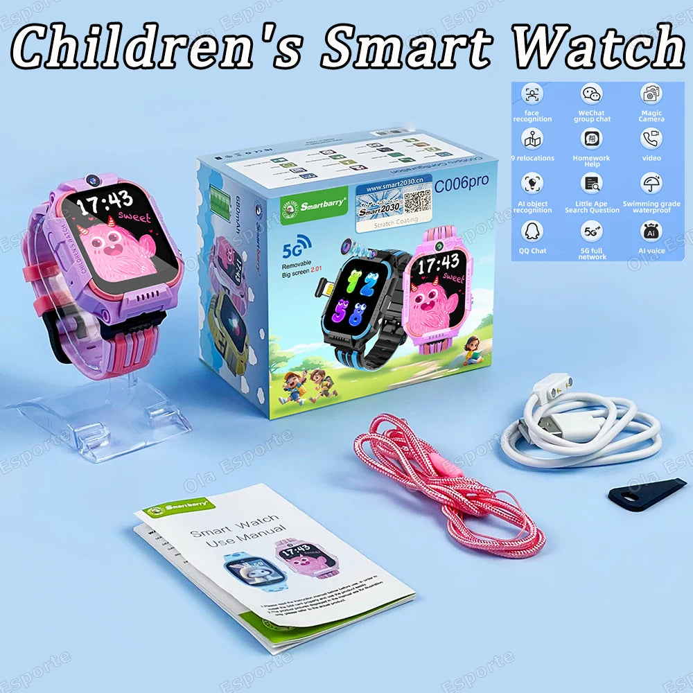 5G Kids Smart Watch with SOS, GPS Location, SIM, Video Call, Camera – Waterproof Watch for Boys & Girls