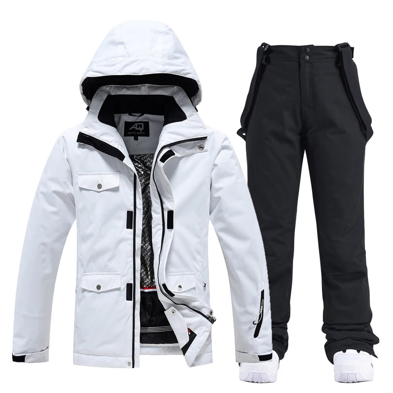 Men & Women Snow Suit Set – Waterproof Windproof Ski Jacket & Ski Pants, Pure Color Winter Snowboard Clothing (-30°C)