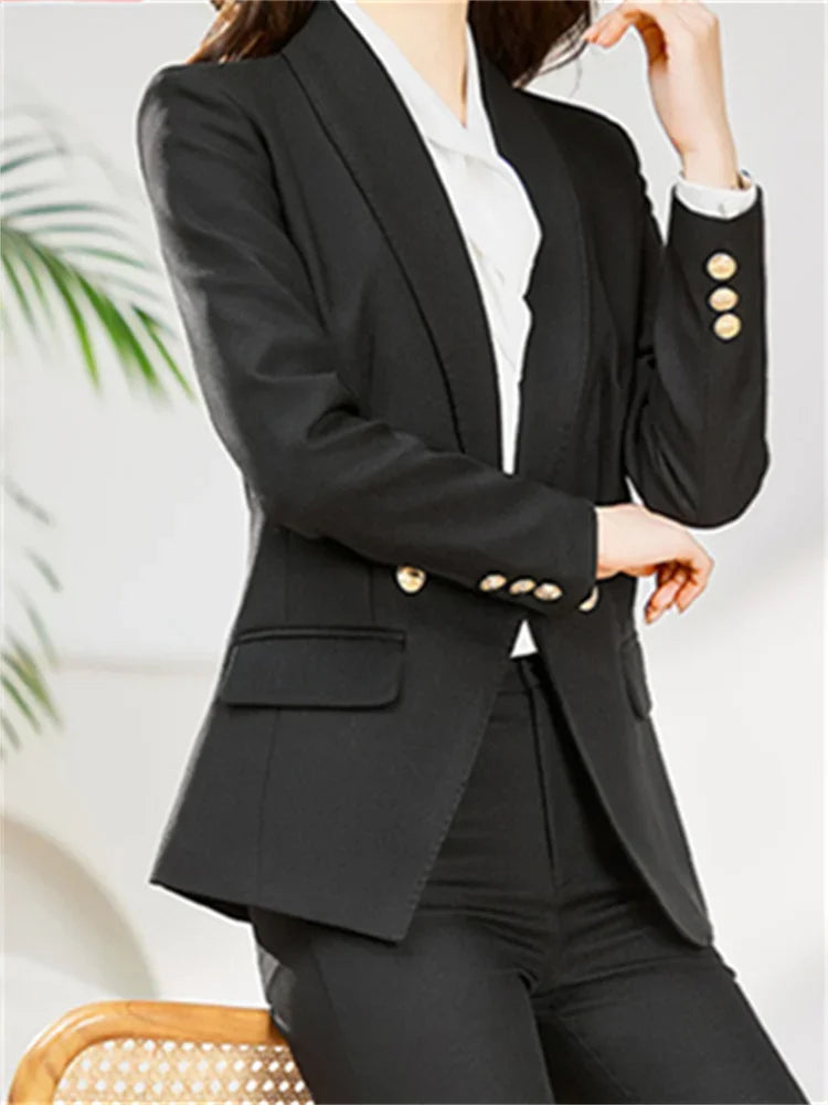 Yitimuceng Women’s 2-Piece Office Suit – Double Breasted Blazer & Pants