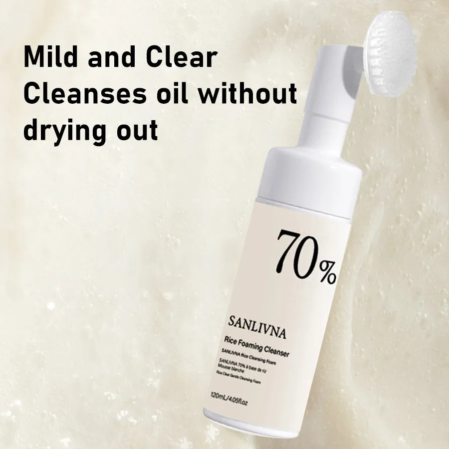 تونر وسيروم الأرز مع ٧٠٪ من خلاصة الأرز والنياسيناميد | مجموعة رغوة الأرز المنظفة والمرطبة للعناية بالبشرة الجافة