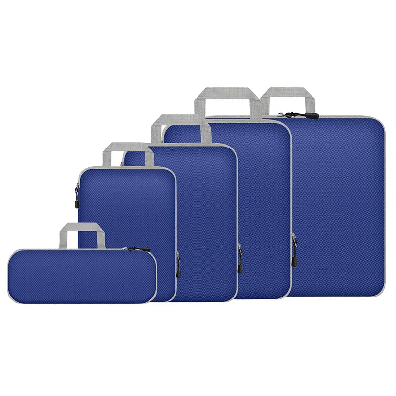 3-7 PCS Compressed Packing Cubes Set | Lightweight Portable Travel Luggage Organizer with Shoe Bag & Mesh Storage