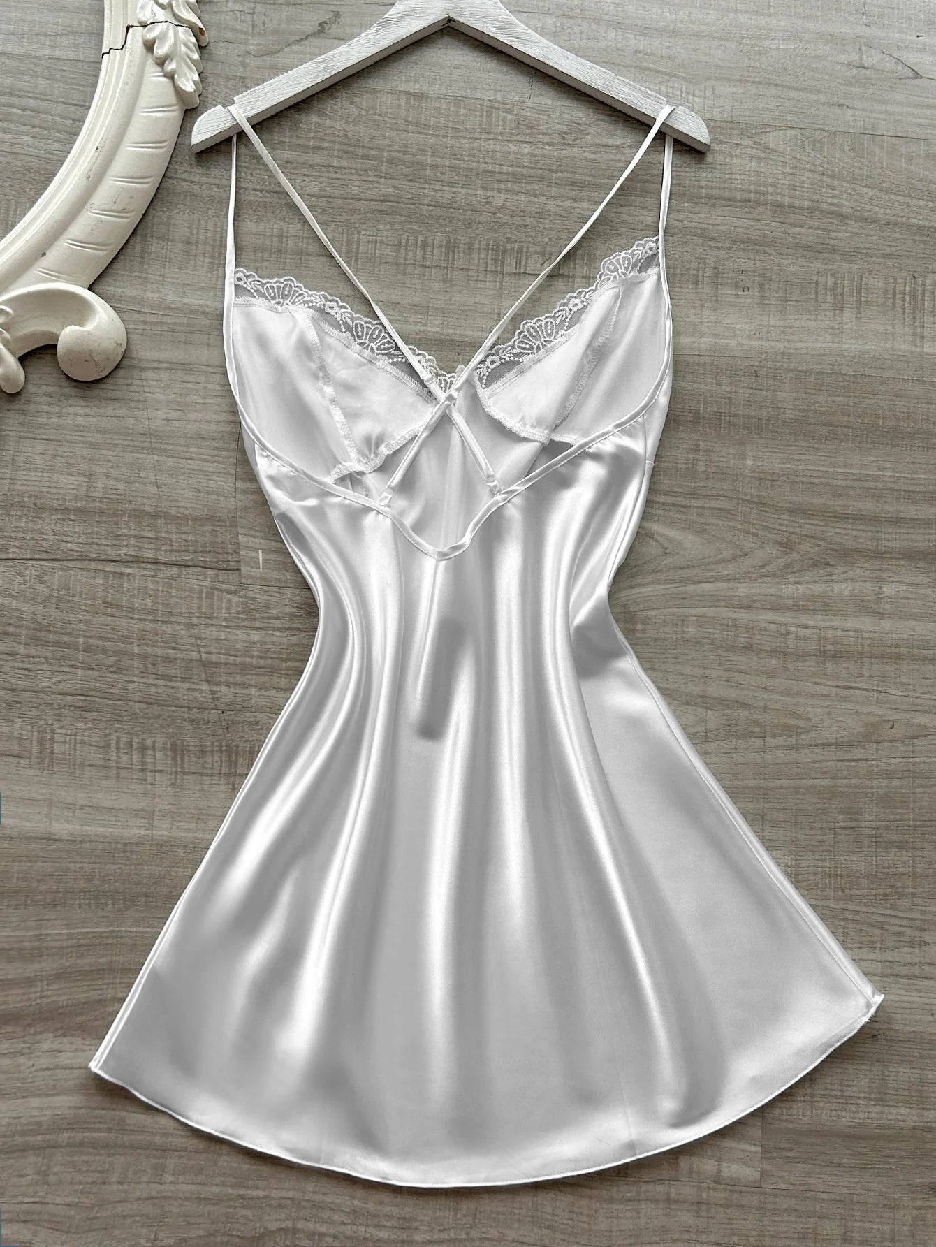 Women's Satin Nightdress | V-Neck with Lace Slit Design | Comfortable Elegant Sleepwear Pajamas