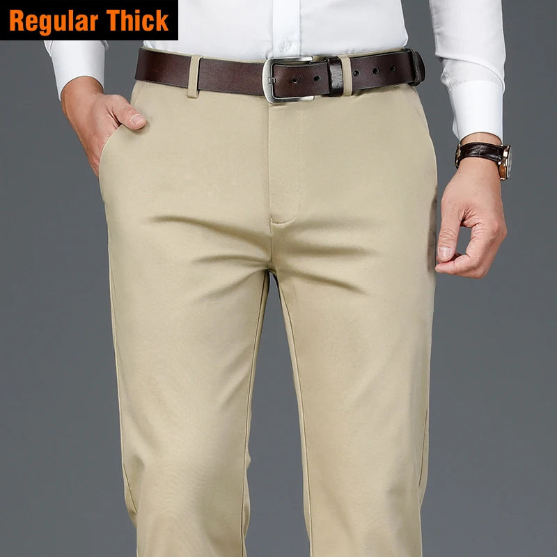 2025 Spring New Men's Bamboo Fiber Casual Pants | Classic Business Fashion Khaki Stretch Cotton Trousers | Male Brand Clothes