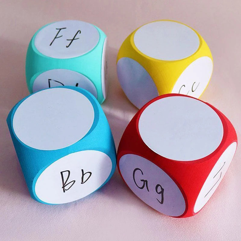 DIY Blank Dry Erase Dice – Write-On/Wipe-Off Cleanable Portable Game Cubes for Classroom Teaching