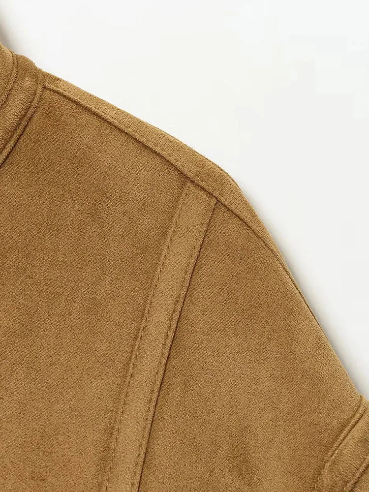 Women 2025 Double-Sided Lamb Velvet Coat Stand Collar Single-Breasted Short Jacket