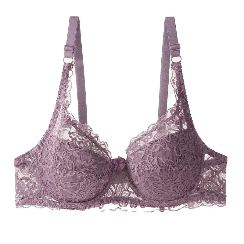 Women’s Sexy Lace Underwire Bra Thin Plus Size Gathering Steel Ring Underwear 36–42 C/D Cup