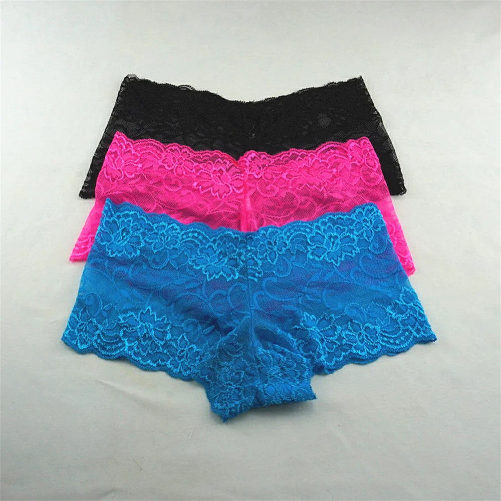 3PCS Women’s Silk Boyshorts Underwear – M-XXL Transparent Soft Boxers, Comfortable Ladies Panties Lingerie