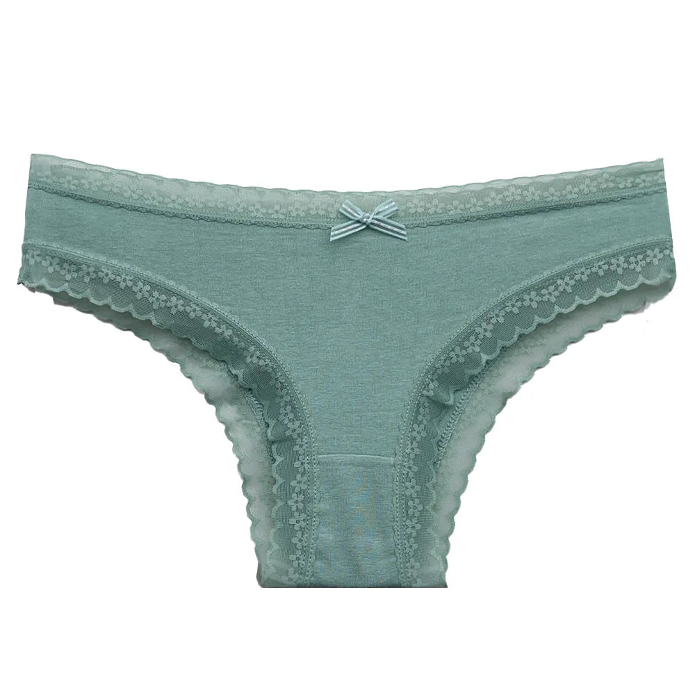 5PCS Set Women's Cotton Lace Low Waist Panties Sexy Underwear Briefs M-XL