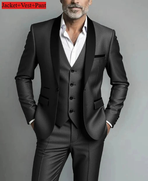 Men's Formal Slim Fit Tuxedo Suit – Luxury Groom & Prom Wedding Outfit