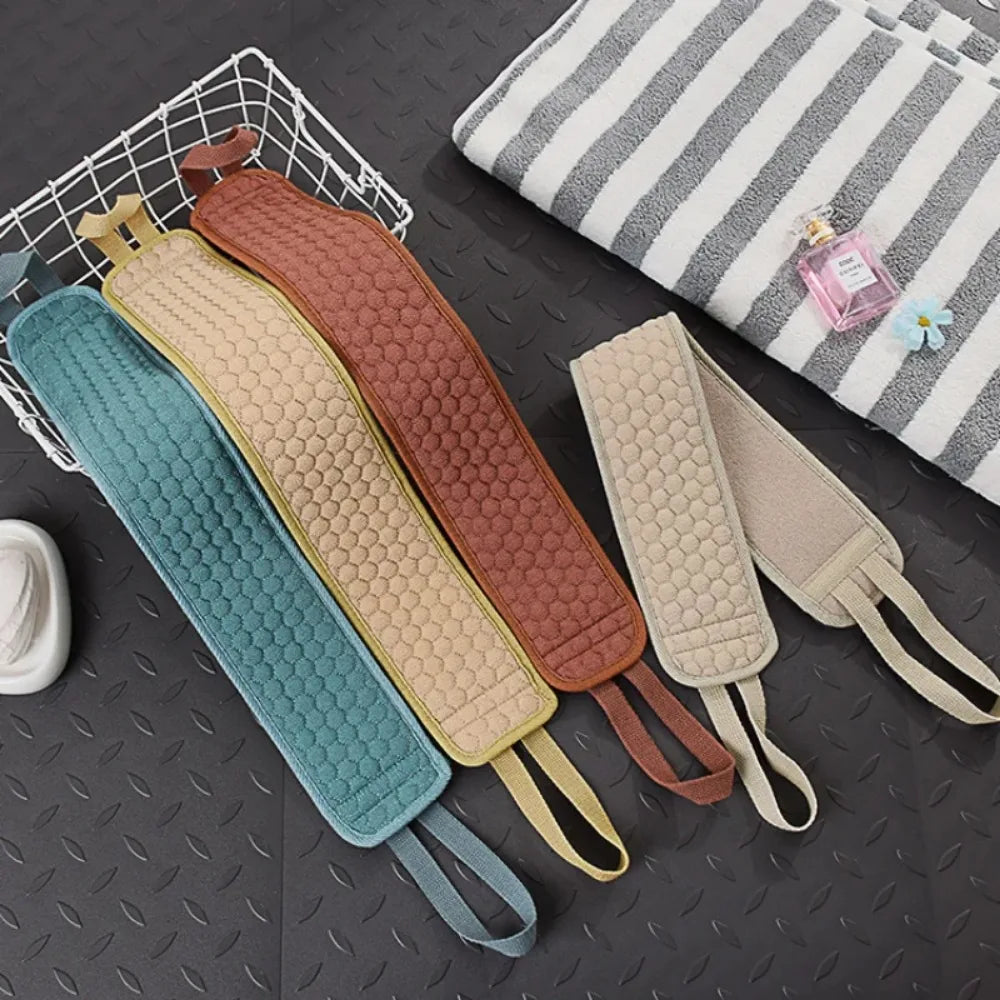 حزام تقشير الظهر للاستحمام - مجموعة منشفة استحمام للتنظيف العميق وقفاز ومنشفة لتقشير الجسم بالكامل