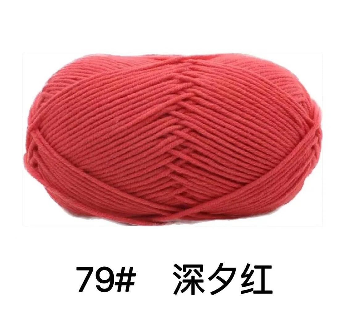 40–50g 4-Ply Milk Cotton Yarn (80%) – Dyed Knitting & Crochet Yarn for Sweaters, Hats, Dolls & Crafts