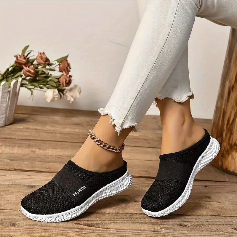 Women’s Solid Color Mules – Soft Sole Platform Slip-On Walking Shoes