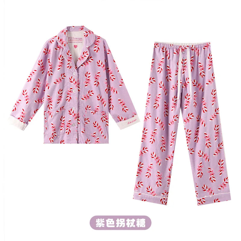 New Women's Loungewear Set | 100% Cotton Loose Cartoon 2-Piece Pajamas | Casual Sleepwear Outfit