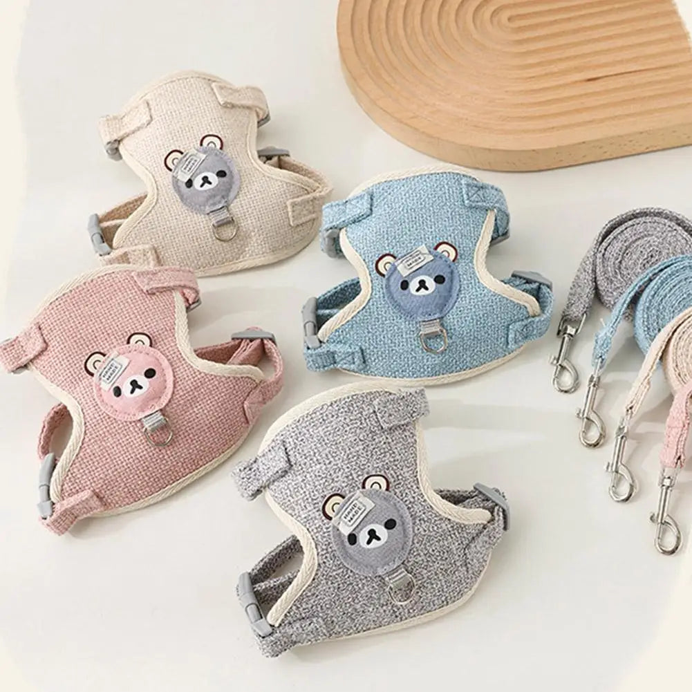 طقم سترة وحزام ومقود للحيوانات الأليفة الصغيرة - حزام مشي مريح للكلاب والقطط والأرانب