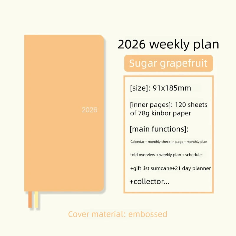 Kinbor 2026 Pocket Weekly Planner – Pocket Size Schedule Notebook Week Plan Notepad for Daily Writing