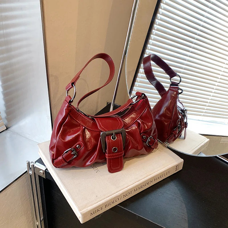 حقيبة كتف ريترو على طراز مايارد - حقيبة إبط جلدية عتيقة من Y2K Wasteland Spicy Girl