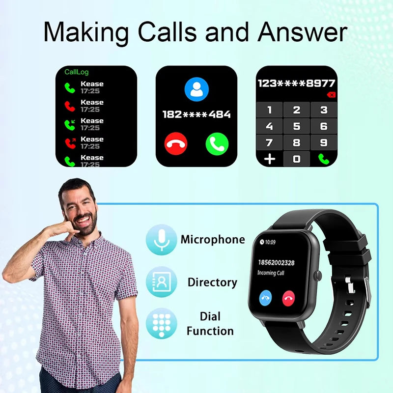 ساعة شاومي الذكية 2025 للرجال والنساء - مكالمات بلوتوث، متتبع اللياقة البدنية، معدل ضربات القلب، مقاومة للماء IP68