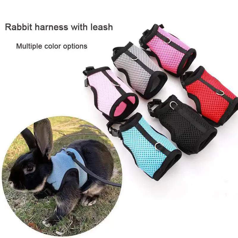 Rabbit Harness and Leash Set – Breathable Adjustable Pet Vest Carrier for Small Animals